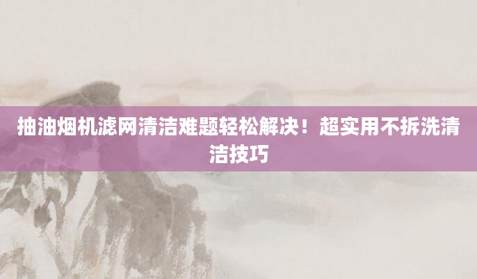 抽油烟机滤网清洁难题轻松解决！超实用不拆洗清洁技巧