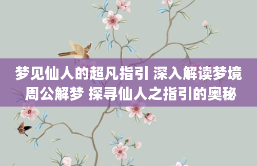 梦见仙人的超凡指引 深入解读梦境 周公解梦 探寻仙人之指引的奥秘